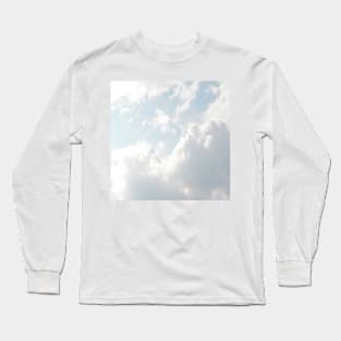 summer minimalist white cloud pastel blue sky Long Sleeve T-Shirt